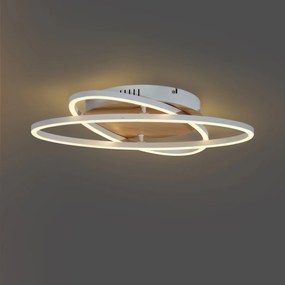 Plafoniera bianca con legno con LED dimmerabile a 3 livelli 2 luci - Kane