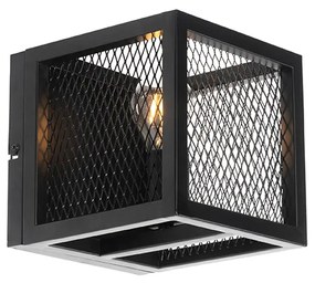 Lampada da parete industriale nera con rete - Cage