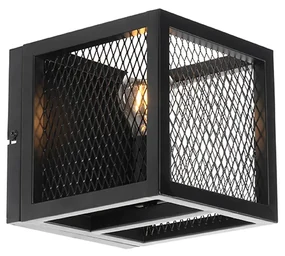 Lampada da parete industriale nera con rete - Cage