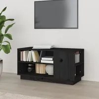 Mobile Porta TV Nera 80x35x40,5 cm in Legno Massello di Pino cod 12223