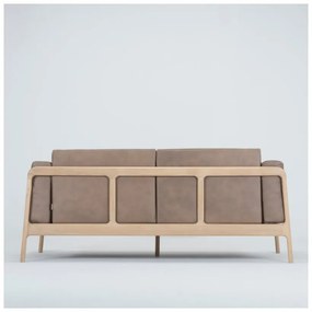 Divano in pelle di bufalo marrone chiaro con struttura in rovere massiccio, 180 cm Fawn - Gazzda