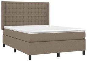 Letto a molle con materasso e led tortora 140x200 cm in tessuto