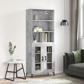 Credenza Grigio Cemento 69,5x34x180 Cm İn Legno Multistrato /