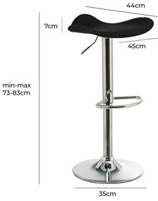 Set di sedie da bar nera in imbottito con altezza regolabile 2 pz (altezza della seduta 73 cm) – Casa Selección