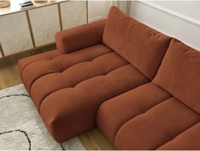 Divano angolare color mattone allungabile e con contenitore (penisola a sinistra/chaise lounge) Fuji – Bobochic Paris