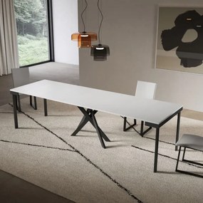 Consolle allungabile Libo Evolution - Bianco frassino telaio antracite 90x40/300 cm