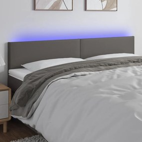 Testiera A Led Grigio 160x5x78/88 Cm İn Similpelle /