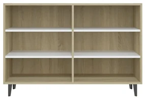 Credenza bianca e rovere sonoma 103,5x35x70 cm in truciolato