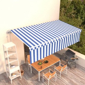 Tenda Sole Retrattile Automatica Con Parasole 6x3m Blu Bianco /