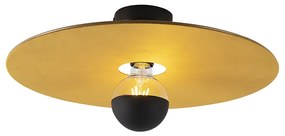 Plafoniera nera con paralume piatto giallo 45 cm - Combi