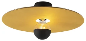 Plafoniera nera con paralume piatto giallo 45 cm - Combi