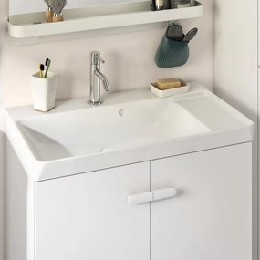 Lavabo a incasso rettangolare vasca centrale Easy L 71.4 x H 15.5 x P 42.4 cm in ceramica bianco lucido