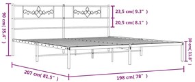 Giroletto con Testiera in Metallo Nero 193x203 cm