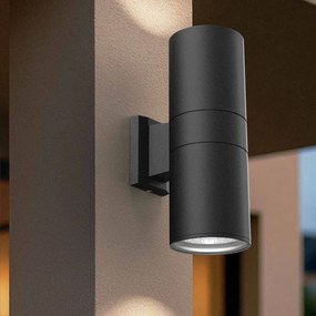 Applique Cilindrica Bidirezionale XL IP54 Con 2 basi E27 - Nera