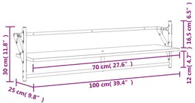 Mensole a Parete con Aste 2pz Rovere Sonoma 100x25x30 cm