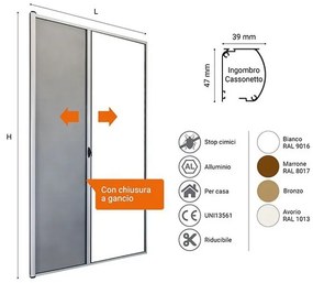 Zanzariera Per Porta Apertura Orizzontale Scorrevole 150x250 Riducibile Marrone Sangiorgio