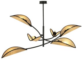 Lampadario a Sospensione in Acciaio e Tessuto LOTUS 6 Nero 6xE14
