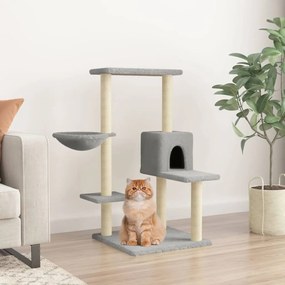 Albero per gatti con tiragraffi in sisal grigio chiaro 95 cm