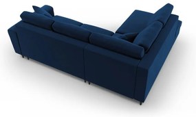 Divano angolare blu allungabile e con contenitore (con penisola a sinistra/a L) con rivestimento in velluto Kyoto – Cosmopolitan Design