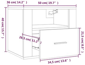 Comodini a Muro 2 pz Bianchi 50x36x40 cm