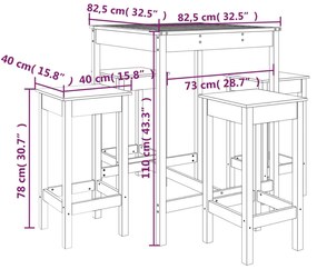 Set Bar da Giardino 5 pz Miele in Legno Massello di Pino