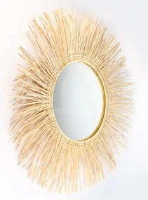 Specchio tondo in bambù naturale Ø 80 cm