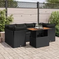 Set Divani da Giardino con Cuscini 7pz Nero Polyrattan 3326890