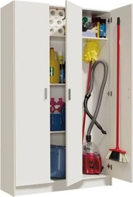 Armadio Multiuso A 3 Ante Con Vano Portascope 108x37x180 Mobile In Kit Bianco