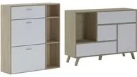 Set ingresso, sala da pranzo, credenza, rovere e porte e cassetti bianco - buffet - scarpiera