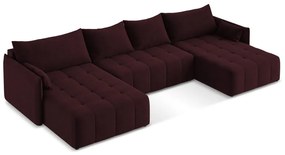 Divano angolare burgundy allungabile/con contenitore (a U) Moku – Makamii