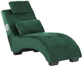 Chaise longue velluto verde con casse bluetooth SIMORRE Beliani