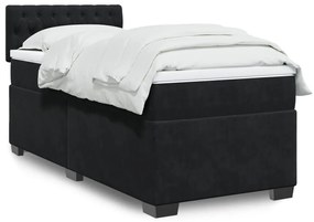 Giroletto A Molle Con Materasso Nero 100x200 Cm İn Velluto /