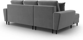 Divano angolare grigio chiaro allungabile e con contenitore (con penisola a sinistra/con chaise lounge) con rivestimento in velluto Kyoto – Cosmopolitan Design