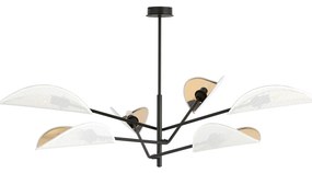 Lampadario 6 Luci Eridano In Acciao Nero E Bianco Oro Con Bracci Mobili