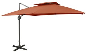 Ombrellone A Sbalzo Con Doppia Copertura 300x300 Cm Terracotta /