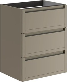 Mobile da bagno sospeso sotto lavabo L 59.5 x H 78 x P 45.5 cm marrone opaco, 3 cassetti TRATTO