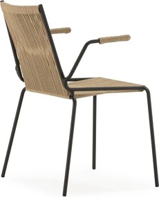 Sedie da pranzo in set beige in metallo con braccioli/impilabili 2 pz Emily – Marckeric