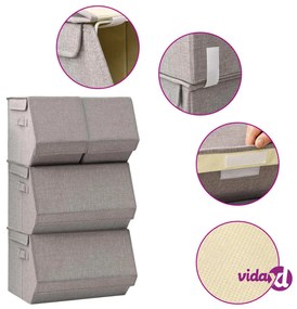vidaXL Scatole Portaoggetti Impilabili Set di 4pz in Tessuto Grigio