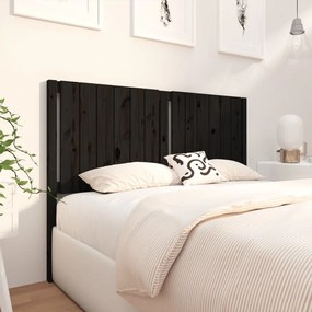 Testiera per letto nera 145,5x4x100cm in legno massello di pino