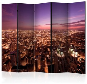 Paravento design Panorama di Chicago II (5 parti) - cielo notturno su città dormiente