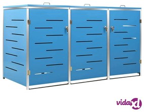 vidaXL Copribidone per Spazzatura Triplo 207x77,5x112,5cm Acciaio Inox