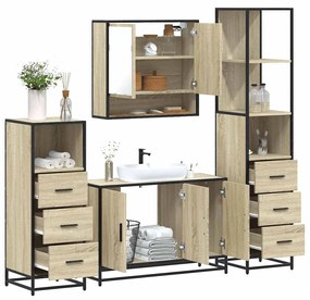 Set Mobili Da Bagno 4 Pz Rovere Sonoma İn Legno Multistrato /
