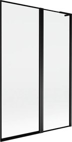 Mexen Mist L paravento vasca da bagno a 2 ante destro 120 x 150 cm, cornice nera, nero - 8A9L-120-011-70-70-P