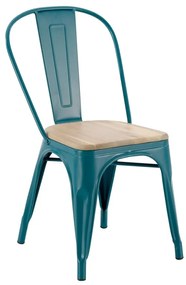 Sedia da giardino in acciaio Oxford, seduta in legno blu