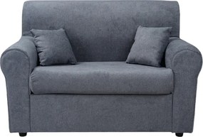 Divano 2 posti 127 cm in tessuto con cuscini Grigio
