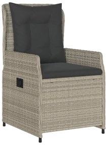 Set pranzo da giardino 5pz con cuscini grigio chiaro polyrattan