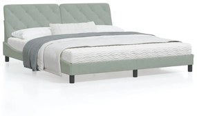 Letto con materasso grigio chiaro 180x200 cm in velluto