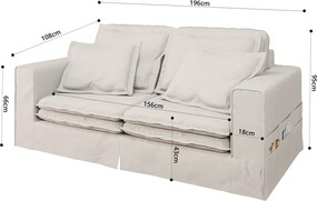 Divano color crema 196 cm Nora – Ropez