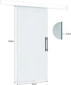 Porta Scorrevole Vetrata 210x75 cm Trasparente...
