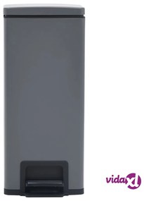 vidaXL Pattumiera a Pedale Anti-Impronte 30 L Grigia in Acciaio Inox